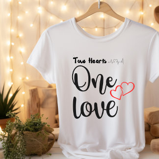 Twee harten Een liefde Tshirts, Koppels T - shirts