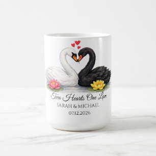 Twee harten één liefde Zwaan Huwelijksjubileum Magische Mok