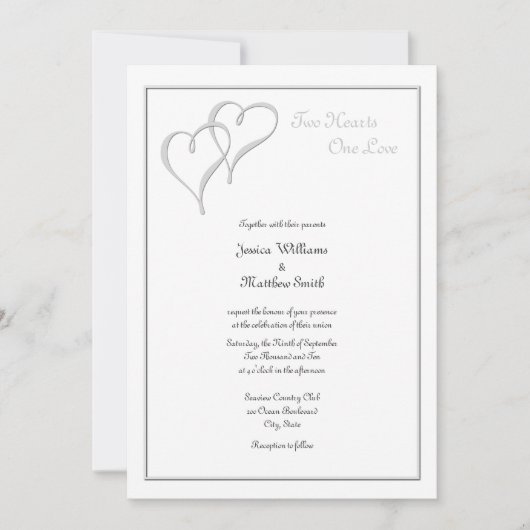 Twee harten één liefdesweddenschappen uitnodigen kaart (Voorkant)