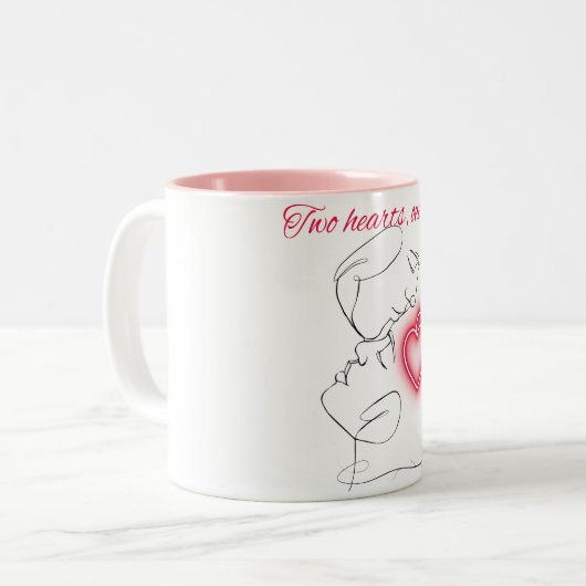 Twee harten één mok – Een slok liefde (Voorkant links)
