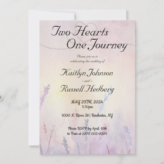 Twee harten een reis eenvoudige bruiloft uitnodigi kaart (Voorkant)