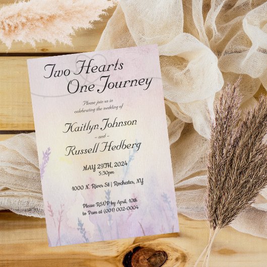 Twee harten een reis eenvoudige bruiloft uitnodigi kaart