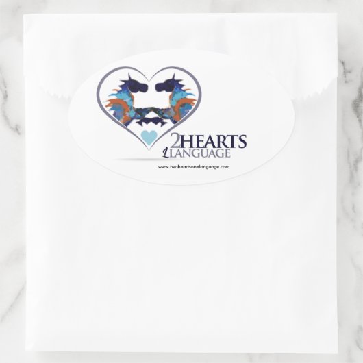 Twee harten één taal ovale sticker (Tas)