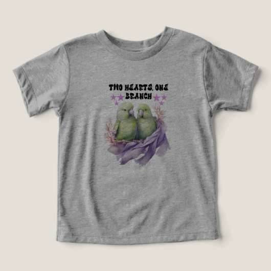 Twee + harten + één + tak + peuter + T-shirt (Design voorkant)