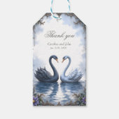 Twee harten, één weerspiegeling – Romantische zwan Cadeaulabel (Voorkant)