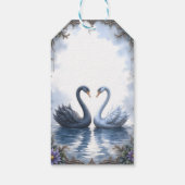 Twee harten, één weerspiegeling – Romantische zwan Cadeaulabel (Achterkant)