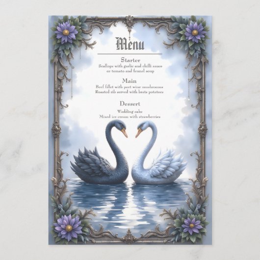 Twee harten, één weerspiegeling – Romantische zwan Menu (Voorkant)