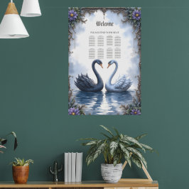 Twee harten, één weerspiegeling – Romantische Zwan Poster