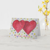 Twee Harten Één Wenskaart van de Liefde Kaart (Gele Bloem)