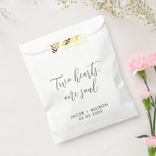 Twee harten, één ziel bruiloft confetti bedankzakje