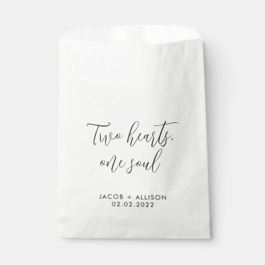 Twee harten, één ziel bruiloft confetti bedankzakje (Voorkant)
