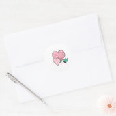 Twee harten en een vlinder ronde sticker (Envelop)