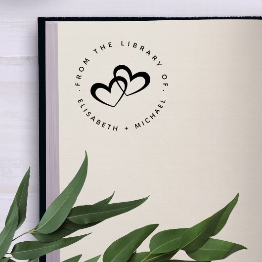 Twee harten en twee namen uit de moderne bibliothe rubberstempel