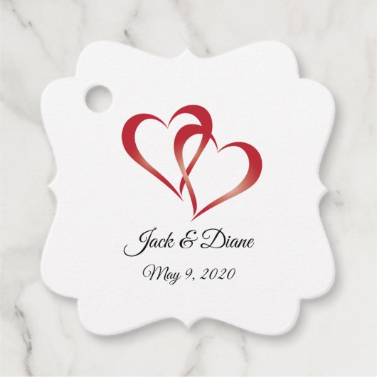 Twee harten enkelzijdig bedankjes labels (Voorkant)