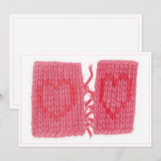 TWEE HARTEN GEBREID 5x7 Plat Kaart (Voorkant / Achterkant)