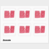 TWEE HARTEN GEBREID Grote Vierkante Stickers (Vel)