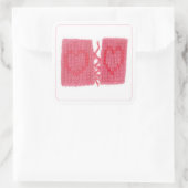 TWEE HARTEN GEBREID Grote Vierkante Stickers (Tas)