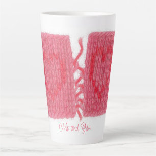 TWEE HARTEN GEBREID Hoge Latte Mok + Tekst