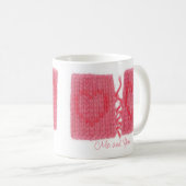 TWEE HARTEN GEBREIDE witte Mok + tekst (Voorkant rechts)