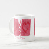 TWEE HARTEN GEBREIDE witte Mok + tekst (Voorkant links)