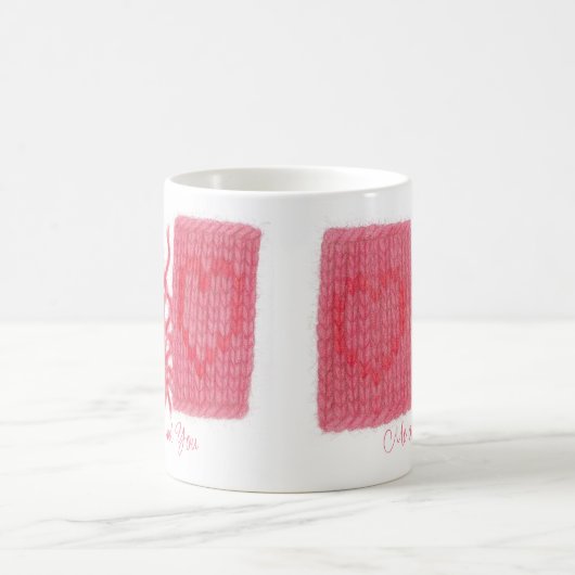 TWEE HARTEN GEBREIDE witte Mok + tekst (Center)