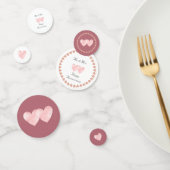 Twee harten gelukkig Jubileum op Roos Gold & White Confetti (Groep)