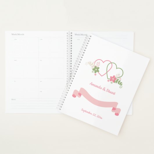 Twee harten gepersonaliseerde bruiloft datum planner (Display)