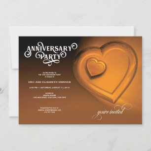 Twee harten, gouden huwelijksjubileum feest uitnod aankondiging