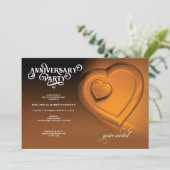 Twee harten, gouden huwelijksjubileum uitnodiging (Staand voorkant)