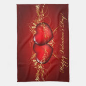 Twee harten Happy Valentines Day Theedoek (Verticaal)