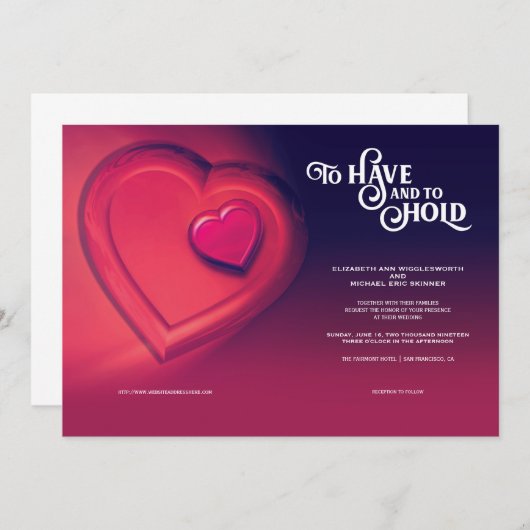 twee harten hebben en vasthouden, aankondiging (Voorkant / Achterkant)