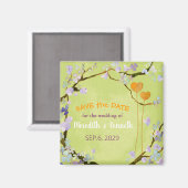 Twee harten in de groene lenteviering redden de da magneet (Voorkant / Achterkant)