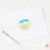 Twee harten in de Shoreline Tropical Beach bruilof Ronde Sticker (Envelop)