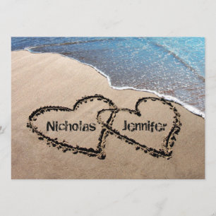 Twee harten in de uitnodiging van het Zandstrand