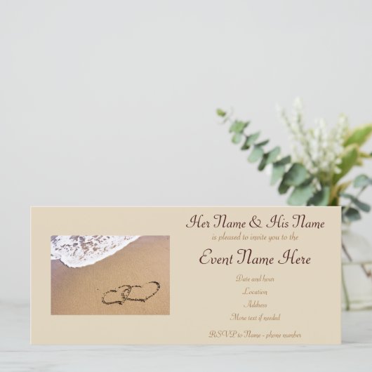 Twee harten in de zand (Staand voorkant)