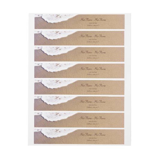 Twee harten in de zand adreslabel wikkel (Vel)