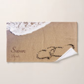 Twee harten in de zand bad handdoek (Handdoek)