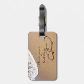 Twee harten in de zand bagagelabel (Achterkant verticaal)