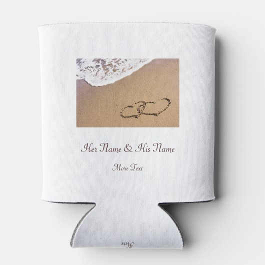 Twee harten in de zand blikjeskoeler (Achterkant)