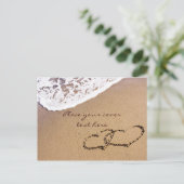 Twee harten in de zand briefkaart (Staand voorkant)