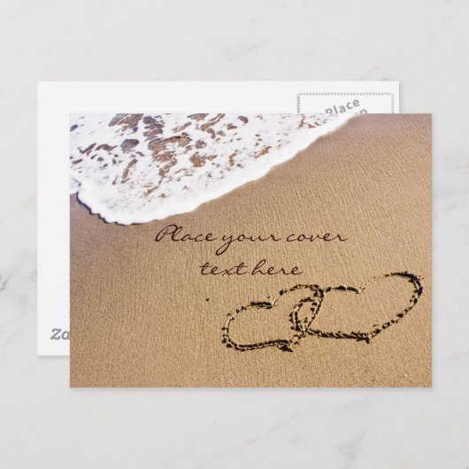 Twee harten in de zand briefkaart (Voorkant / Achterkant)