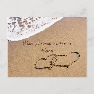 Twee harten in de zand briefkaart