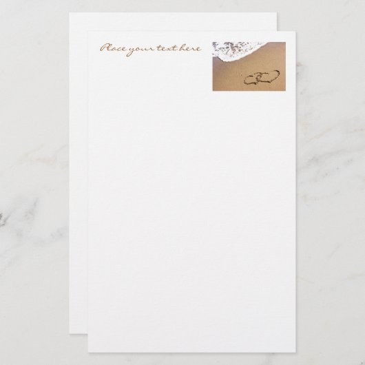 Twee harten in de zand briefpapier (Voorkant / Achterkant)