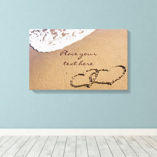 Twee harten in de zand canvas afdruk (Insitu (Houten vloer))