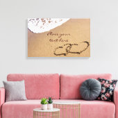 Twee harten in de zand canvas afdruk (Insitu (Woonkamer))