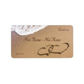 Twee harten in de zand etiket (Voorkant)