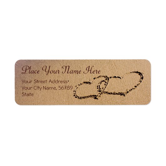 Twee harten in de zand etiket (Voorkant)