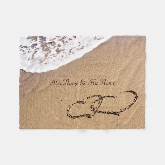 Twee harten in de zand fleece deken (Voorkant (Horizontaal))