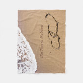 Twee harten in de zand fleece deken (Voorkant)