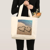Twee harten in de zand grote tote bag (Voorkant (product))